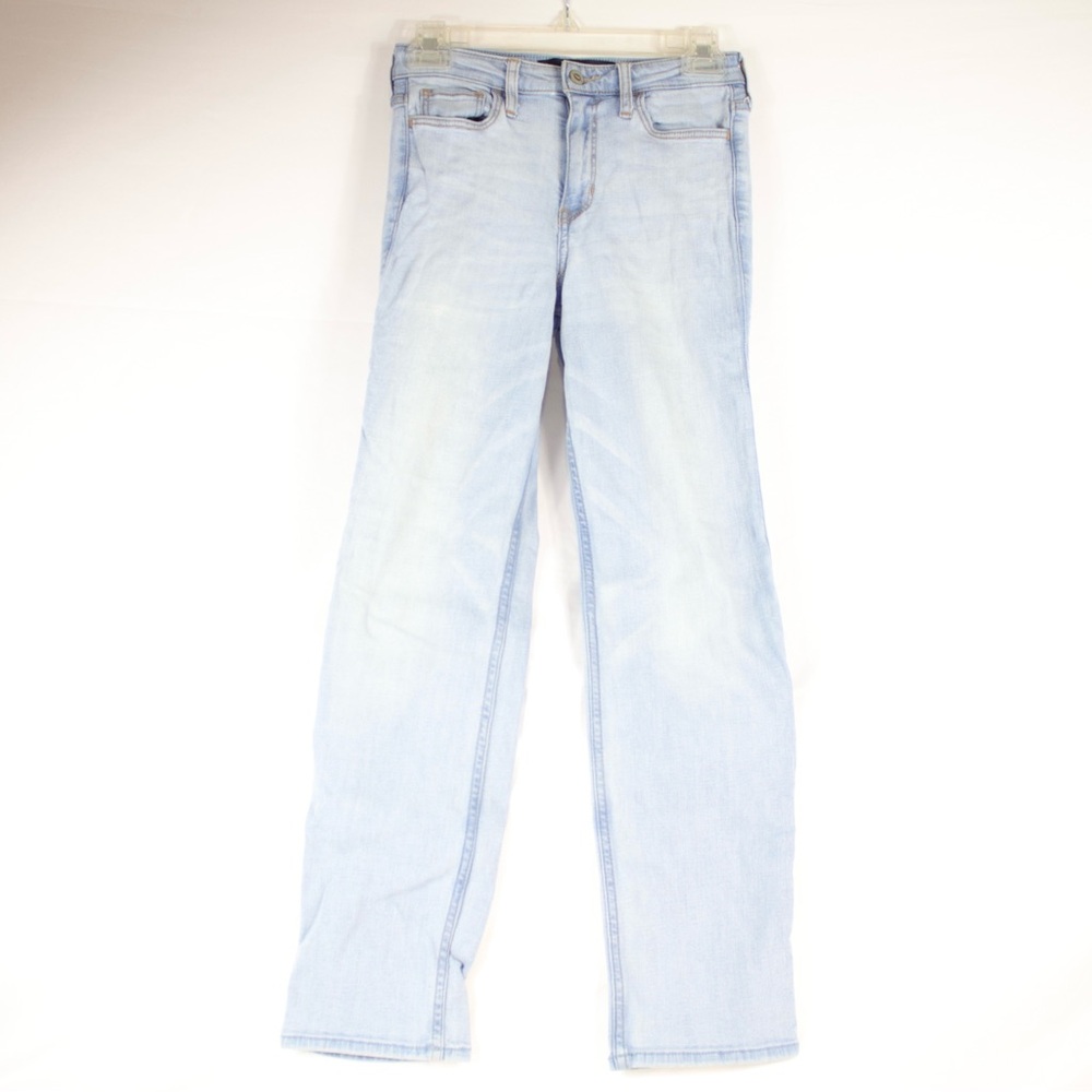 Hollister Light Blue High-Rise Slim Straight Classic Stretch Jeans Womens Size 1